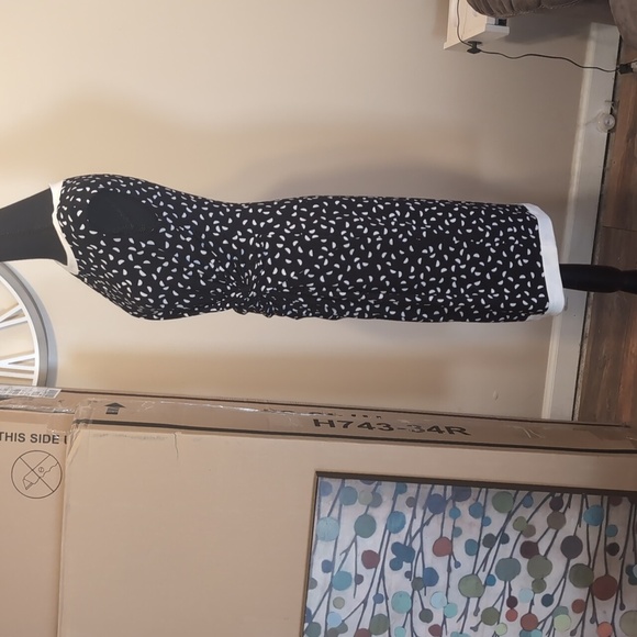 Lauren by Ralph Lauren Black and White Classic Midi Dress - Picture 4 of 5